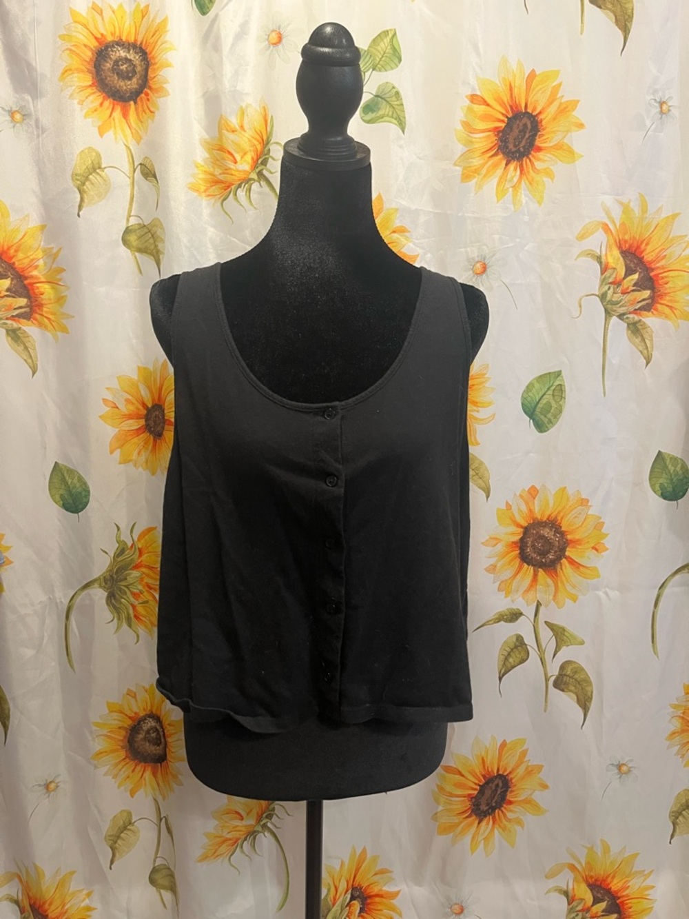 Forever 21 Black Button-Front Tank Top